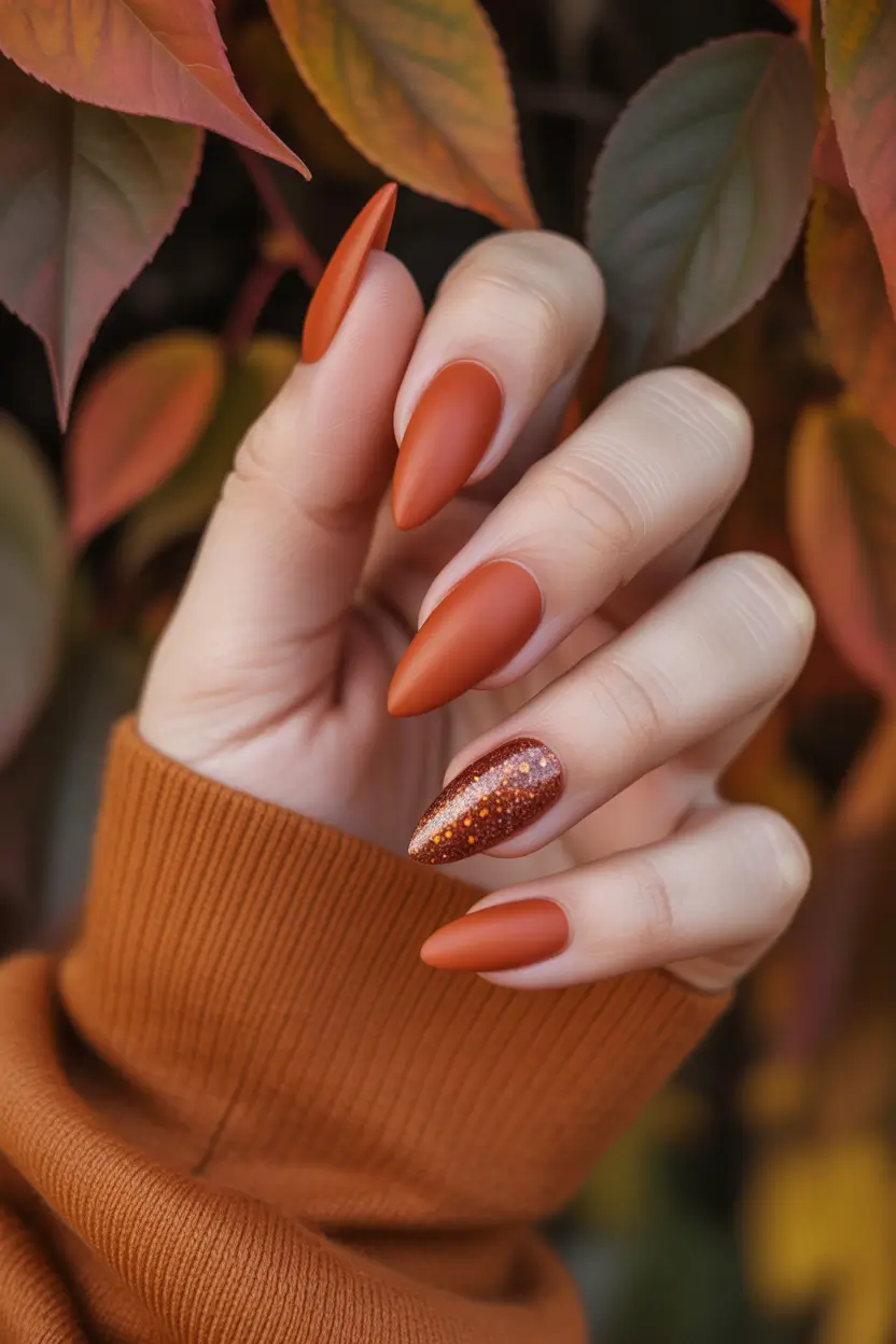 Fall Nails 2025 Rustic Pumpkin Glow
