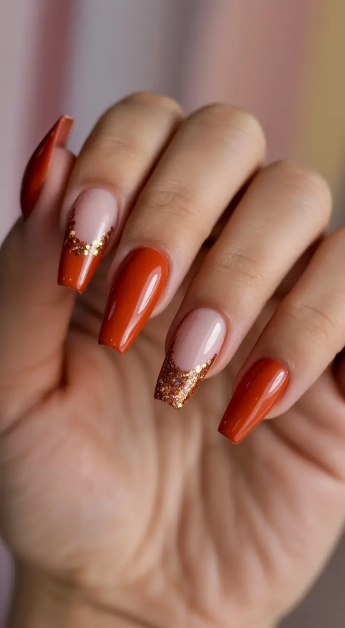 fall-nails-2025-color-trends-to-watch-Rust-and-Gold-French-Drama