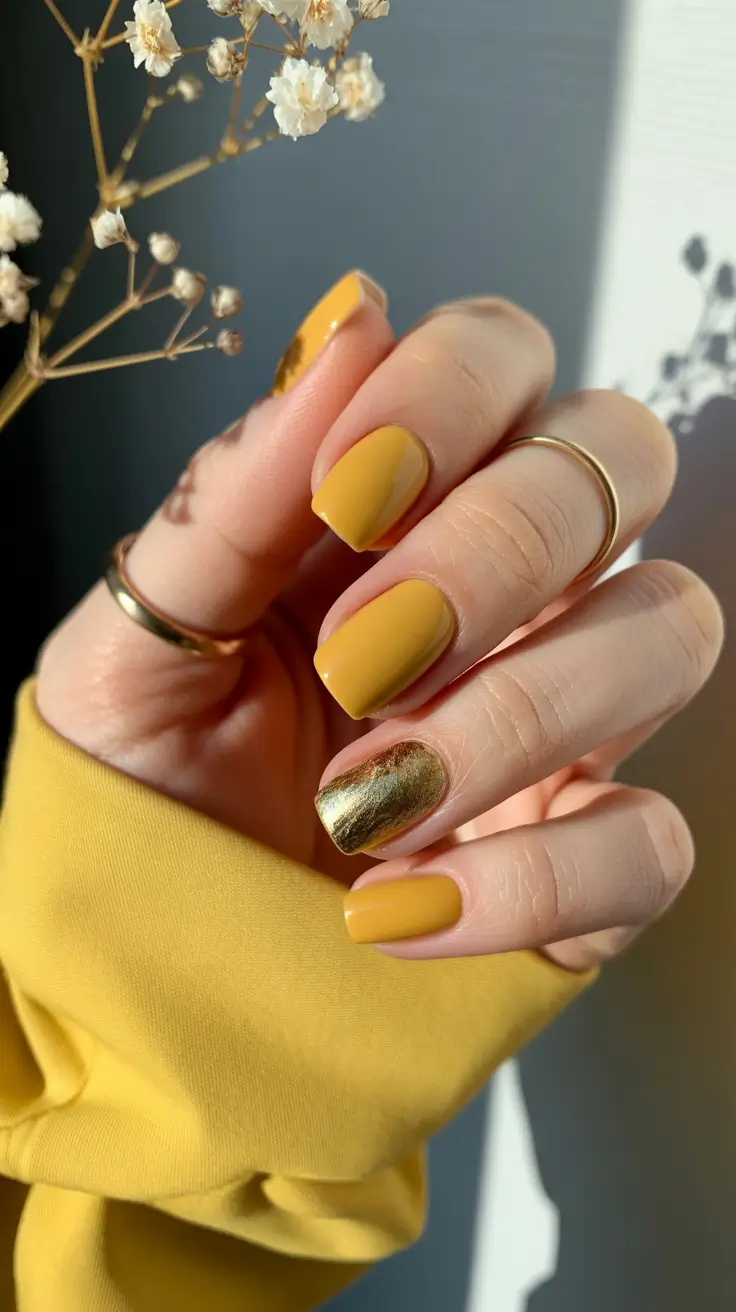 fall-nails-2025-color-trends-to-watch-Golden-Mustard-Pop