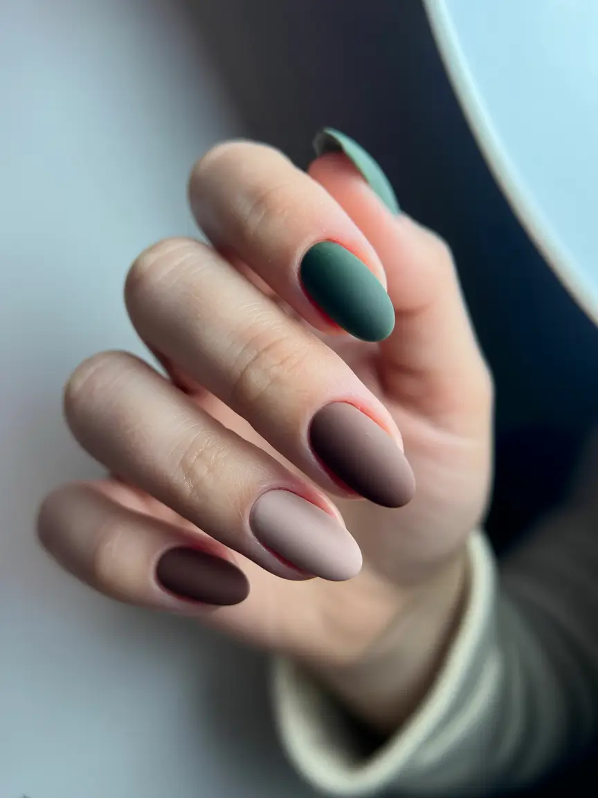 fall-nails-2025-color-trends-to-watch-Earthy-Matte-Mix