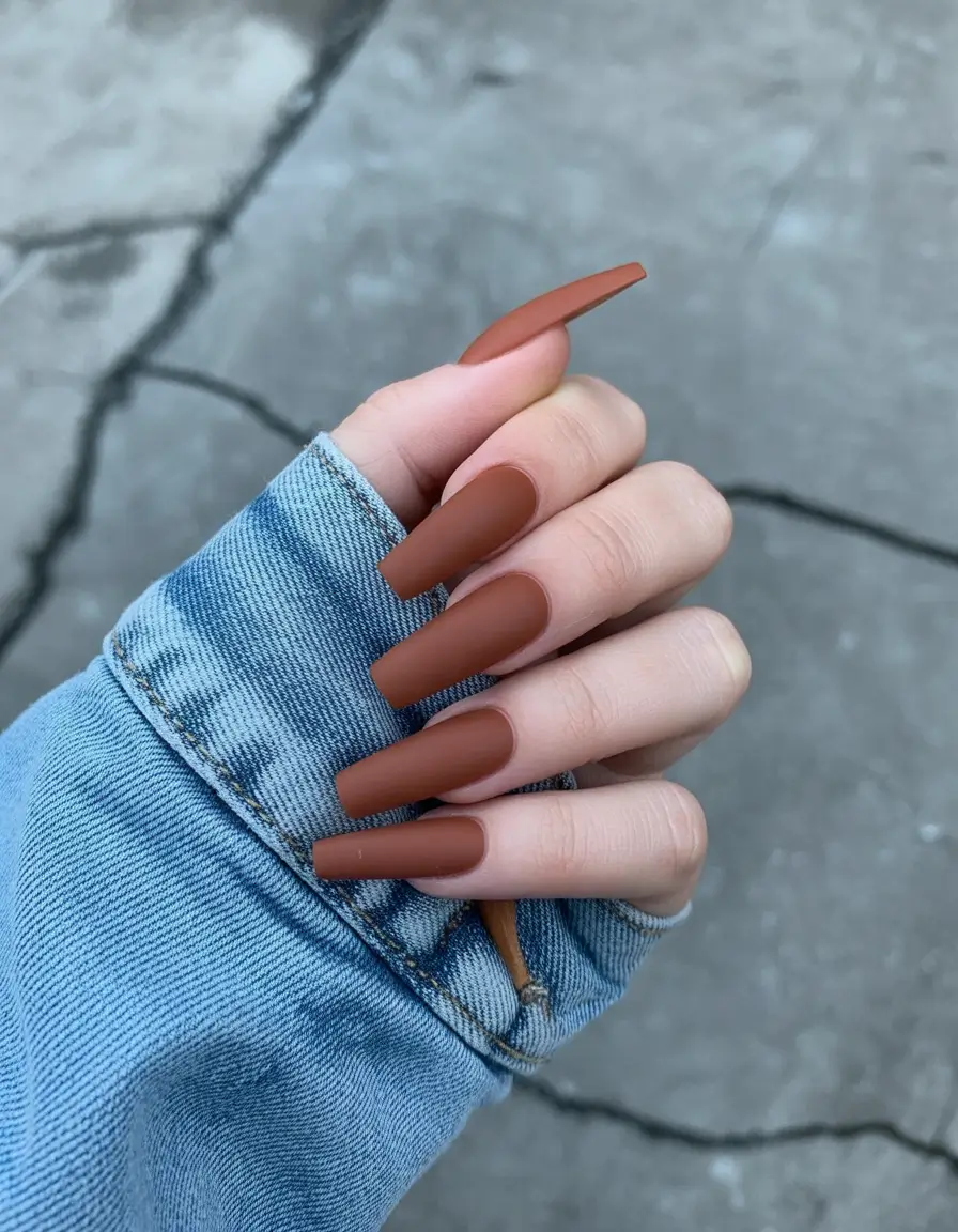 fall-nails-2025-color-trends-to-watch-Chestnut-Matte-Coffin