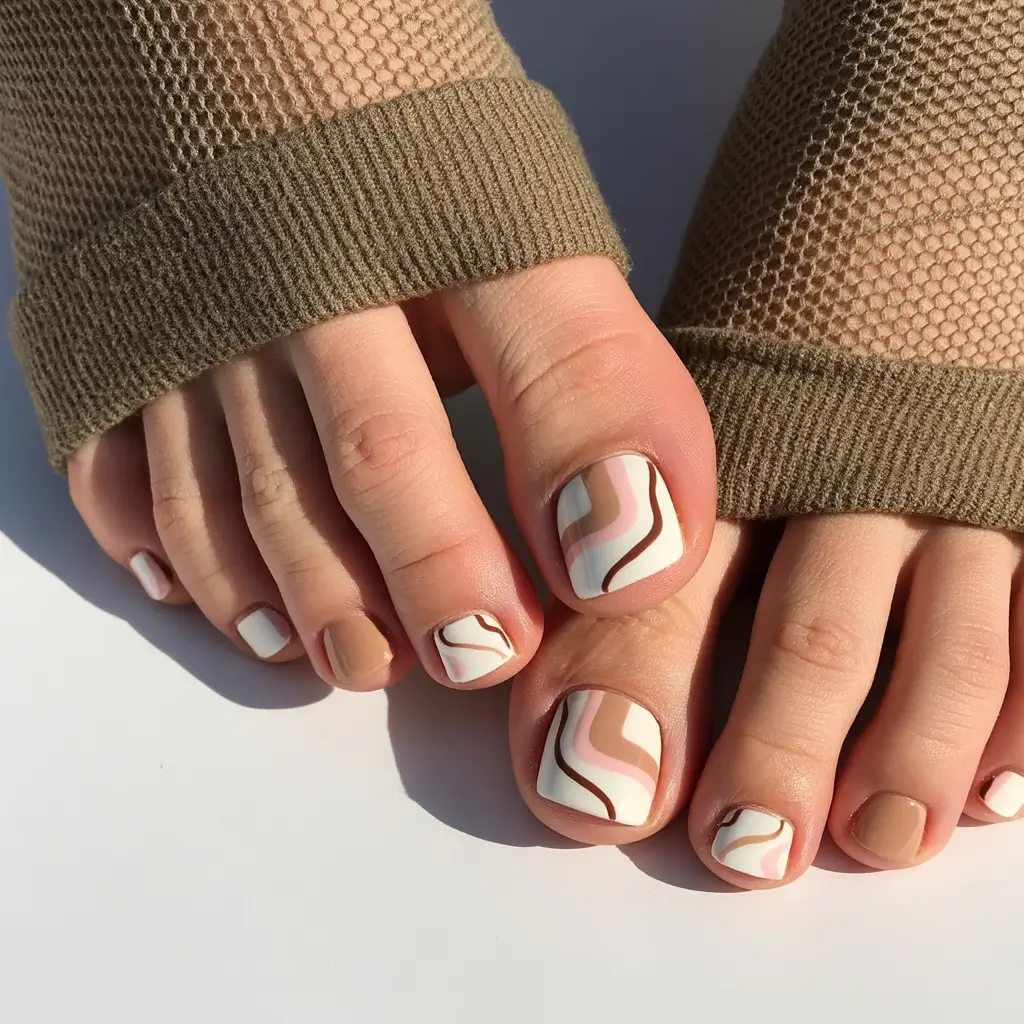 Fall pedicure colors Retro Waves in Neutrals and Pink