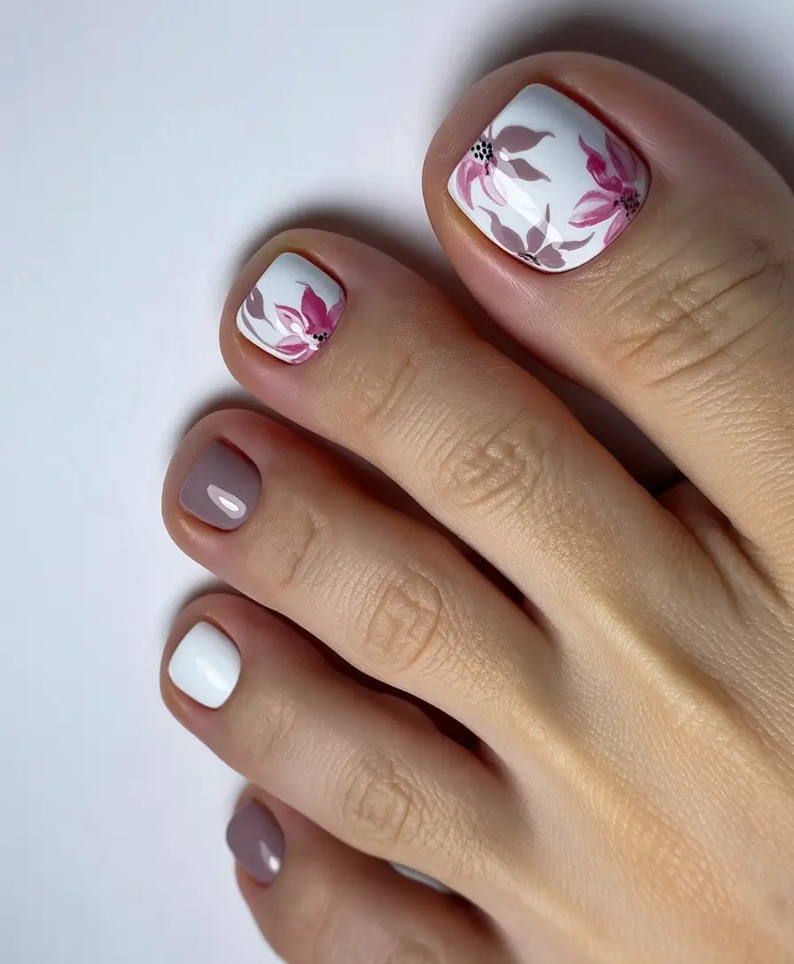 Fall pedicure colors Floral Whisper on a Neutral Canvas