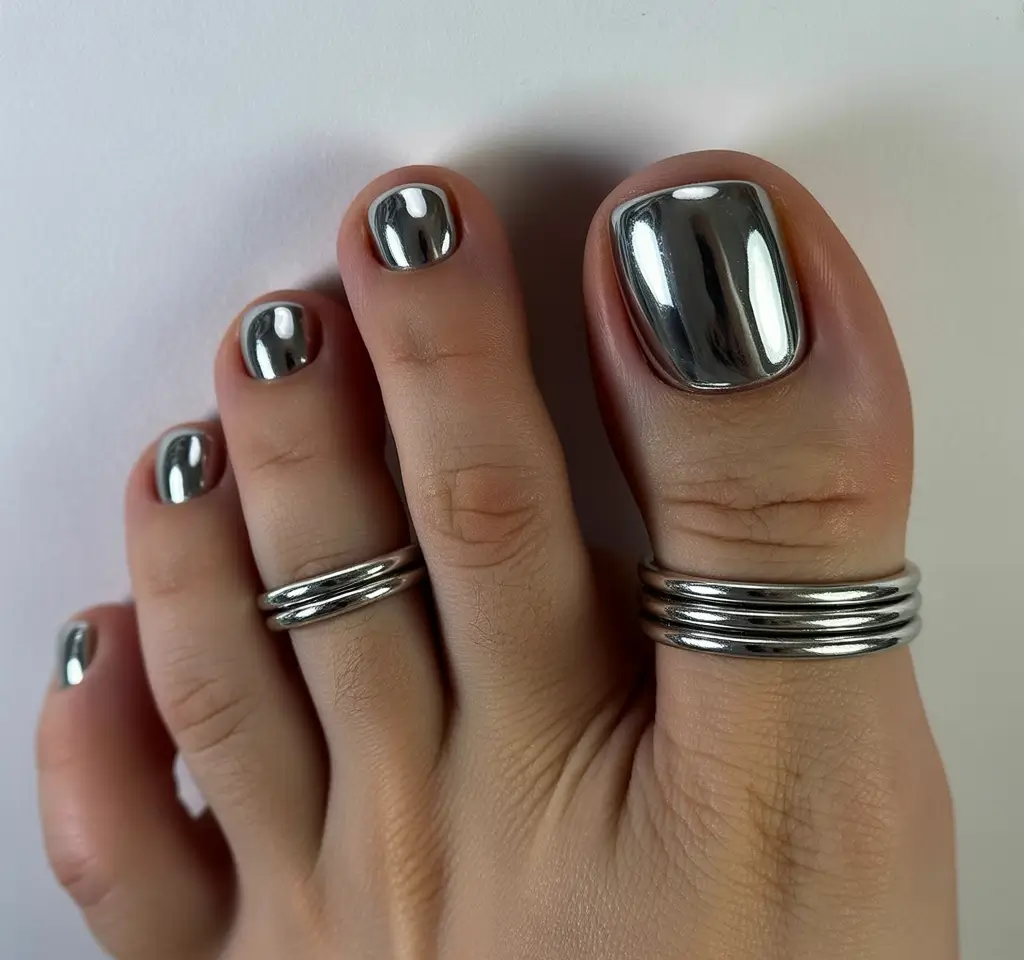 Fall pedicure colors Liquid Chrome Statement