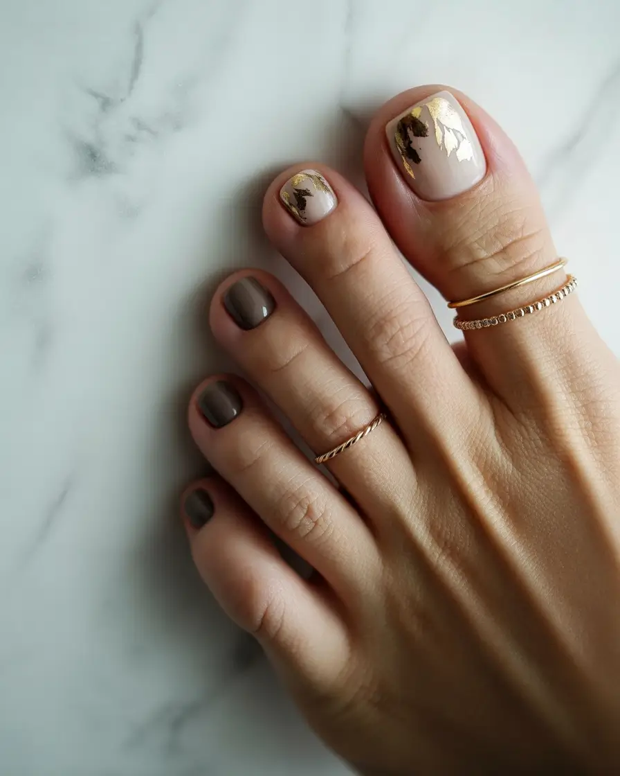 Fall Toe Nail+Neutral Meets Gold: The Fall French Reboot
