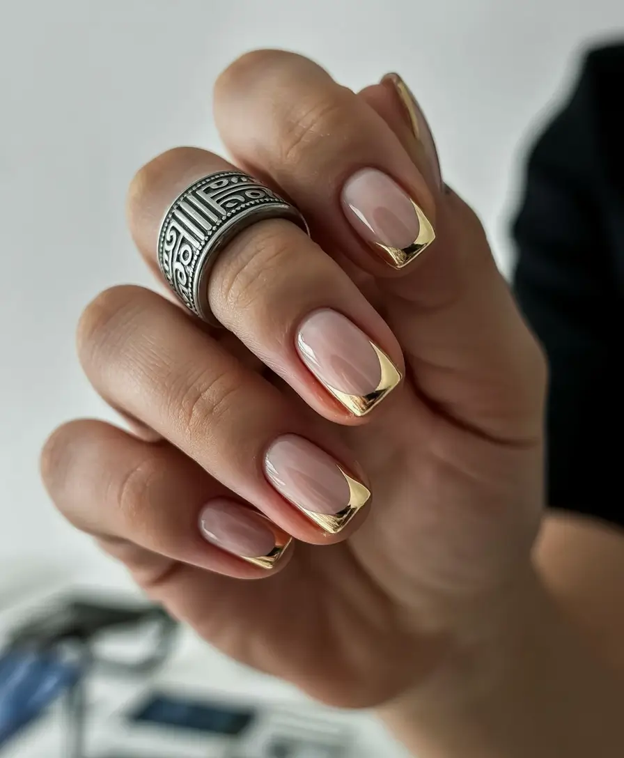Glamorous Gold Fall Nails 2025 Golden French Twist