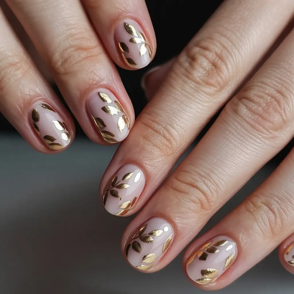 Glamorous Gold Fall Nails 2025 Golden Leaf Elegance