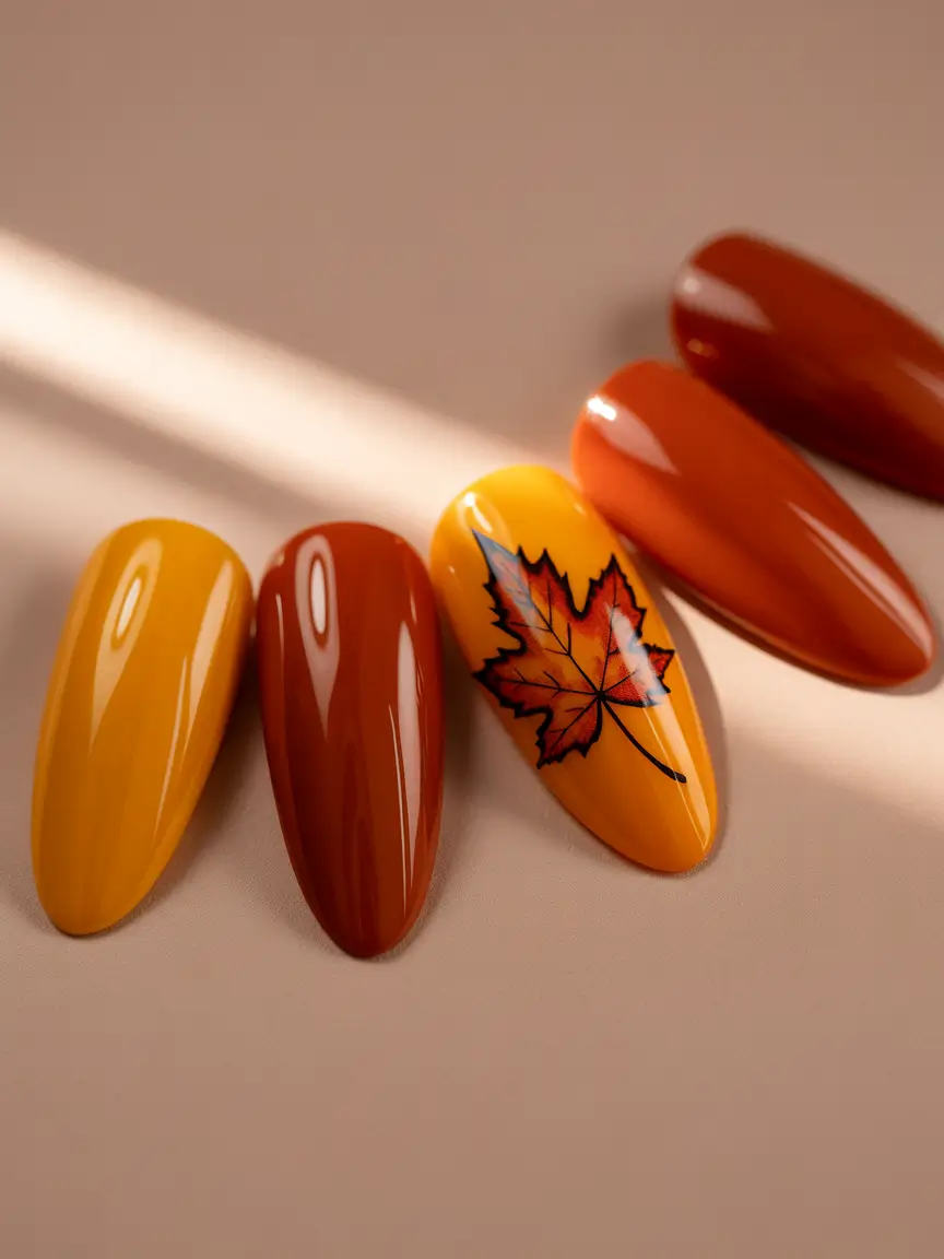 minimalist fall nails Gradient Maple on Sunset Shades