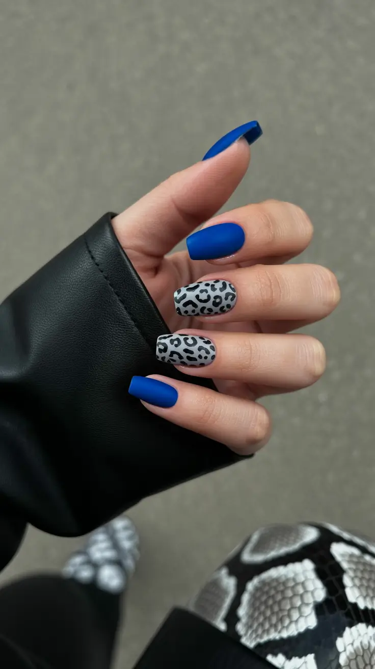 Navy Blue Nail Ideas for Fall 2025 Modern Matte with a Wild Accent