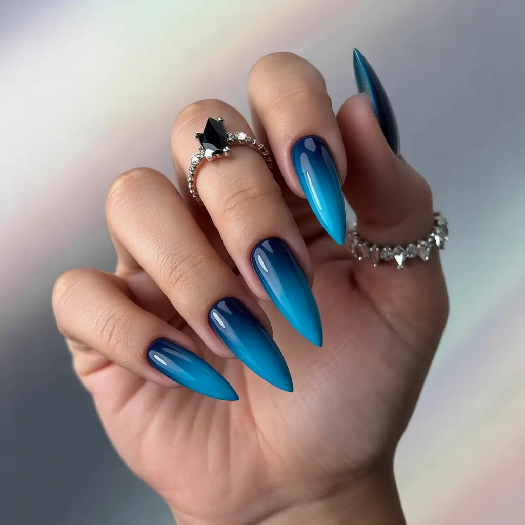 Navy Blue Nail Ideas for Fall 2025 Gradient Blue Ombre Elegance