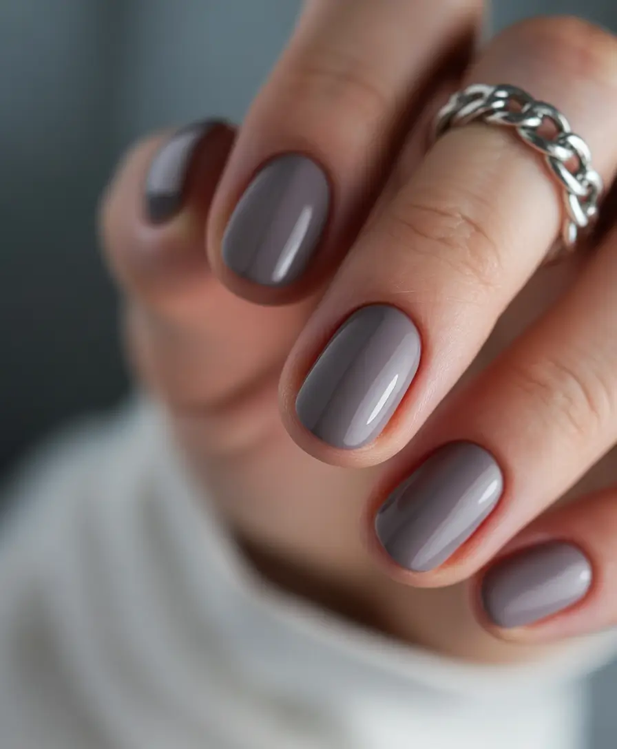 Neutral Fall Nail Designs 2025 Cool-Toned Gray Minimalism