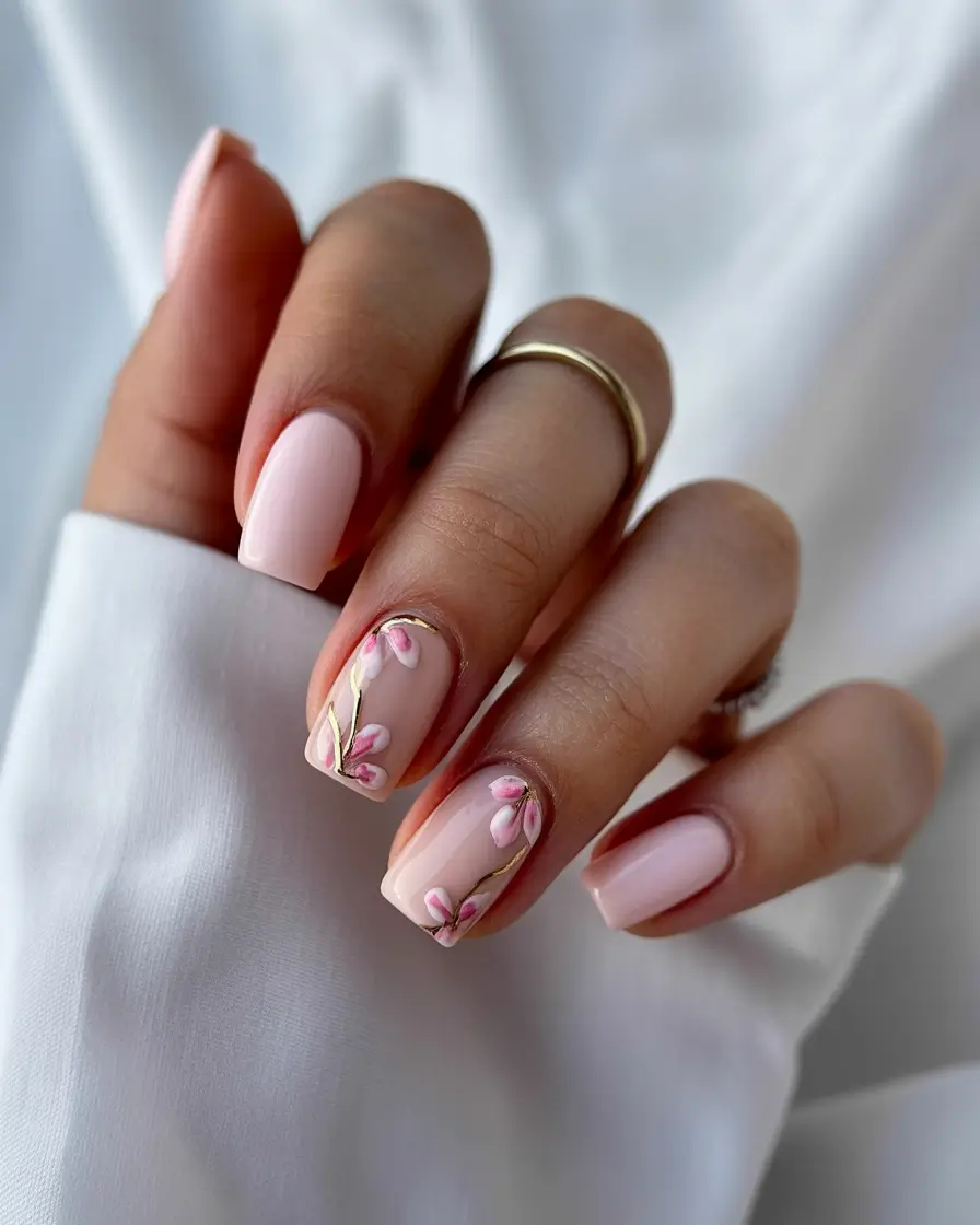 Neutral Fall Nail Designs 2025 Floral Neutral Charm