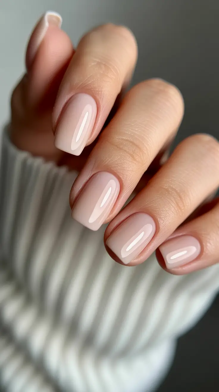 neutral fall nails 2025 Classic Short Beige Square
