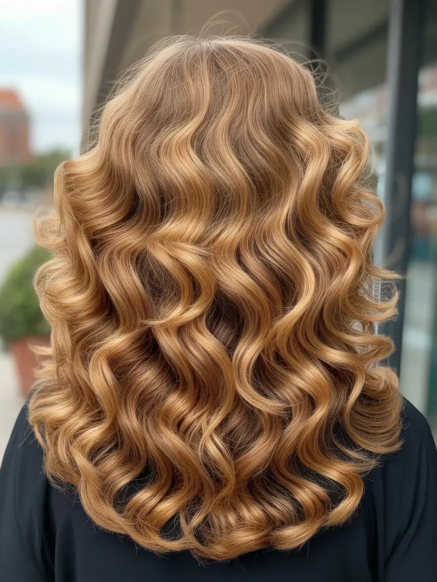 October hair color 2025 Golden Amber Waves with Vintage Shine