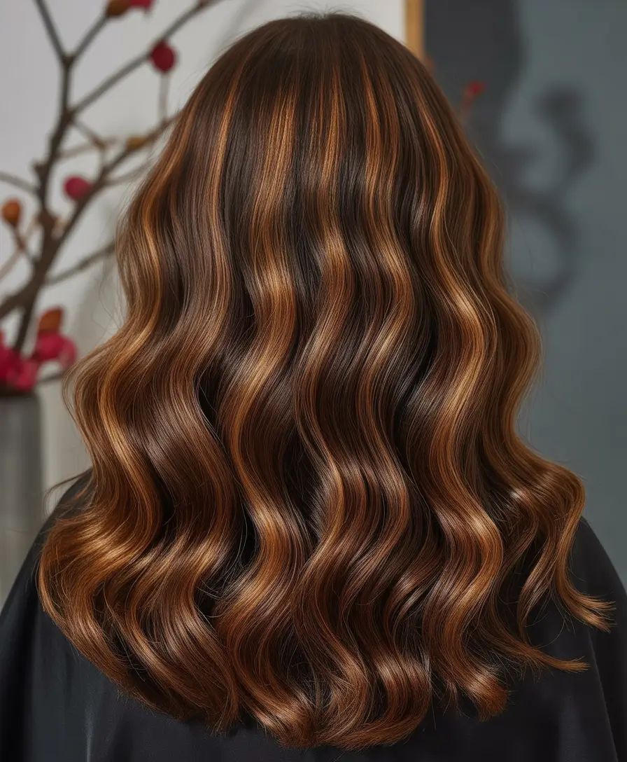 October hair color 2025 Espresso Brown with Cinnamon Ribbons