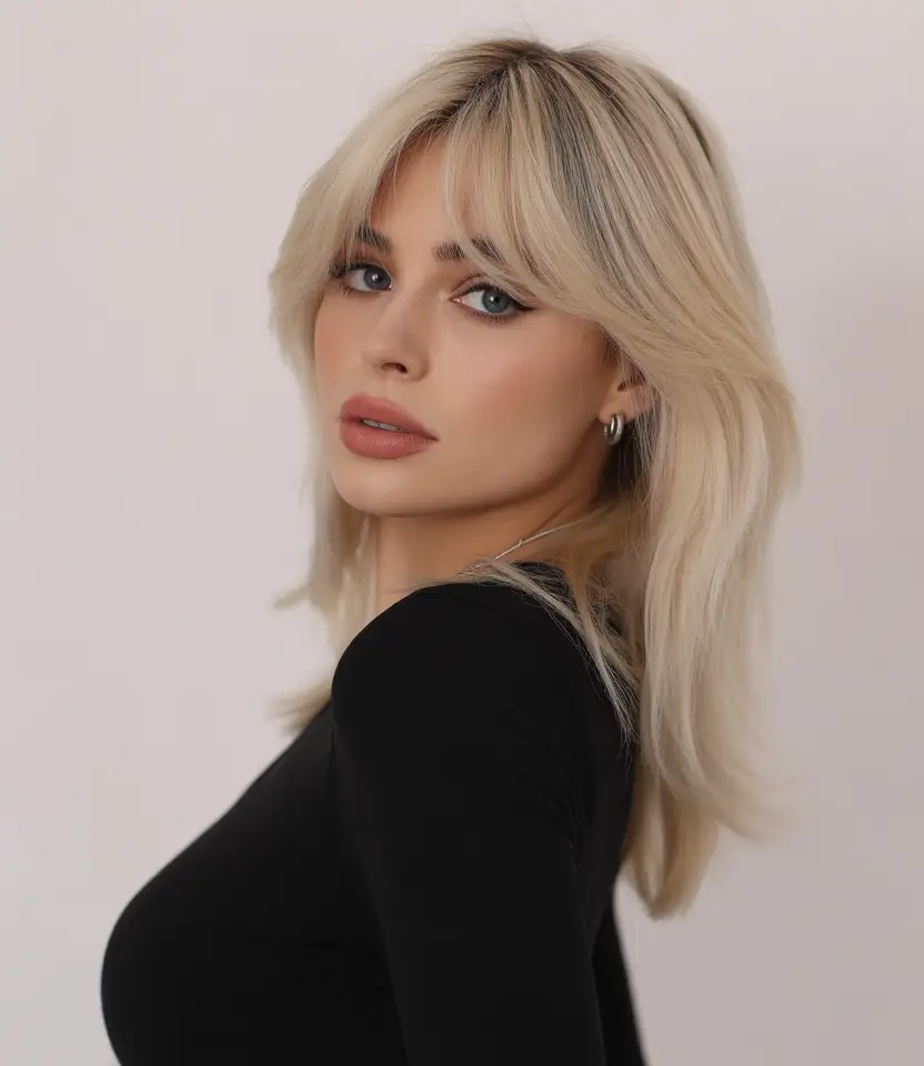 October hair color 2025 Platinum Blonde with Modern Shag Layers
