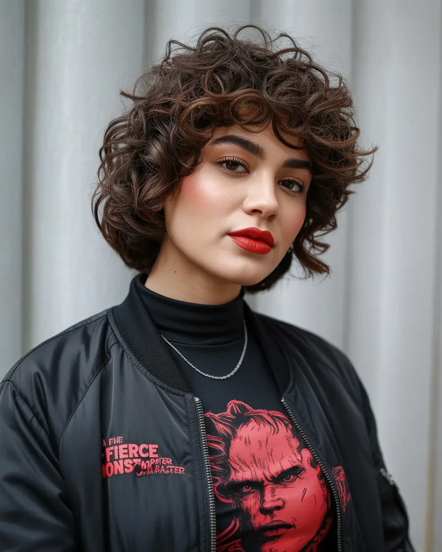 October hair color 2025 Chocolate Curls With Modern Edge