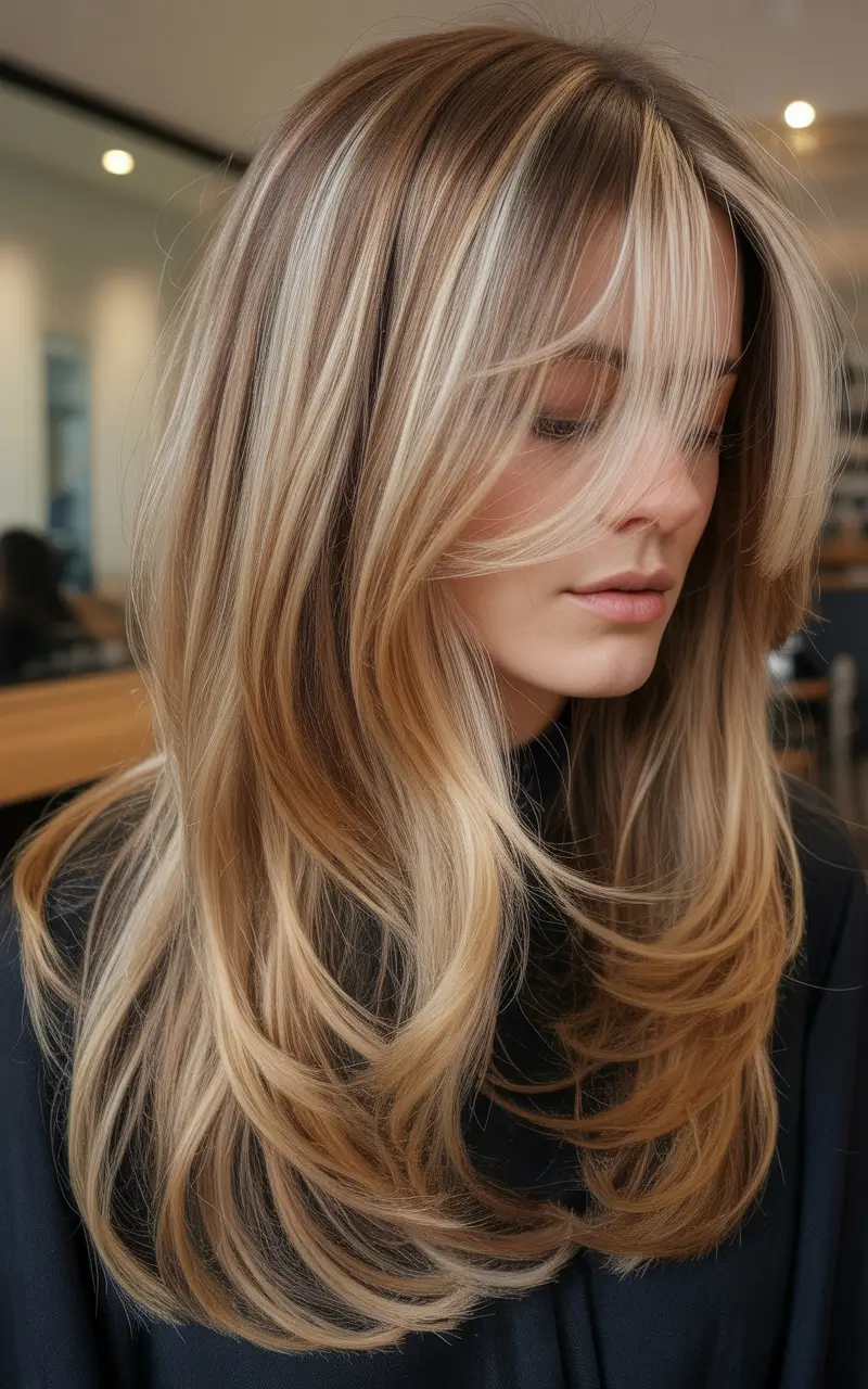 October hair color 2025 Honey-Toned Layers with Lived-In Blonde