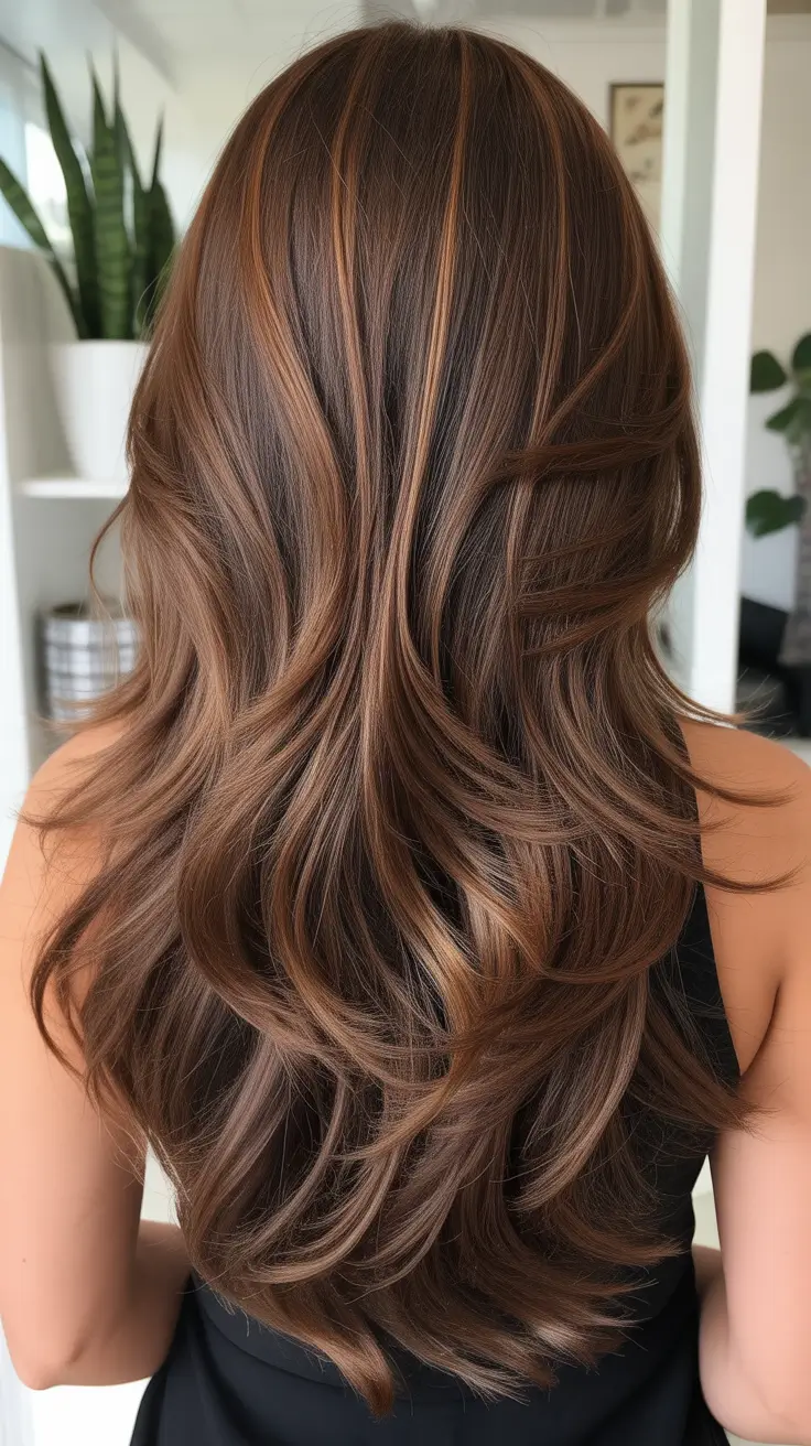 October hair color 2025 Chestnut Brunette with Caramel Accents