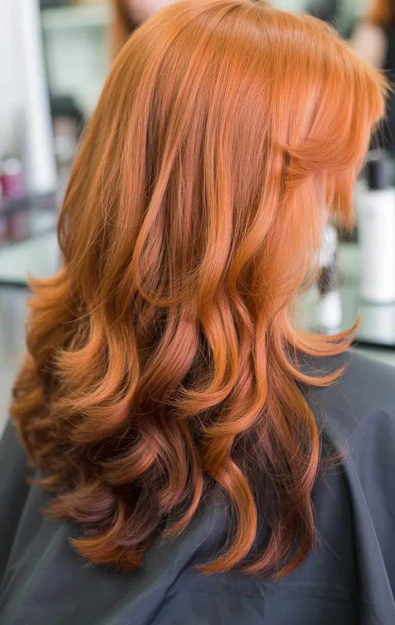 October hair color 2025 Fiery Copper Red with Bold Volume