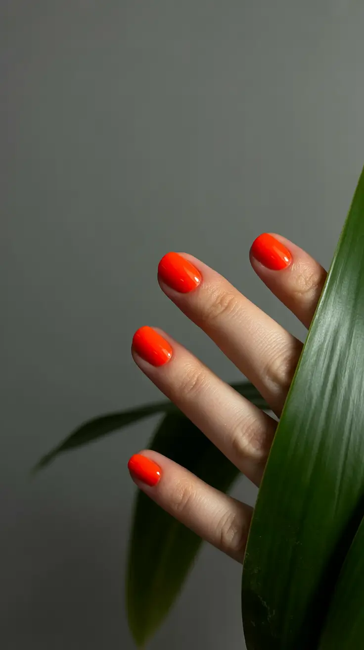 October nails color ideas 2025 Bright Pumpkin Orange