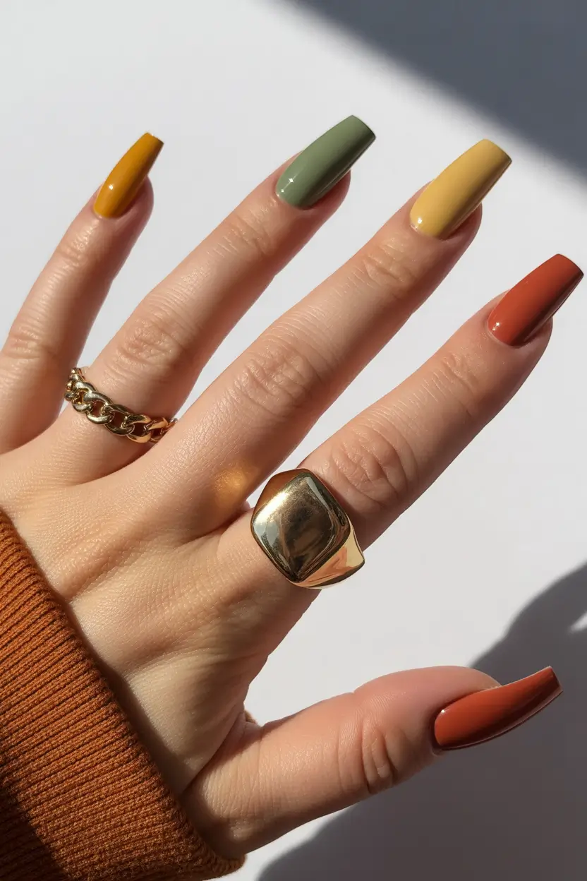 October nails color ideas 2025 Earthy Fall Palette