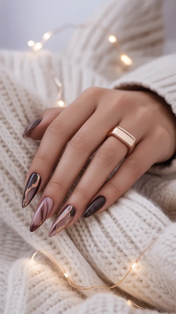 October nails design 2025 Chocolate Velvet Glam