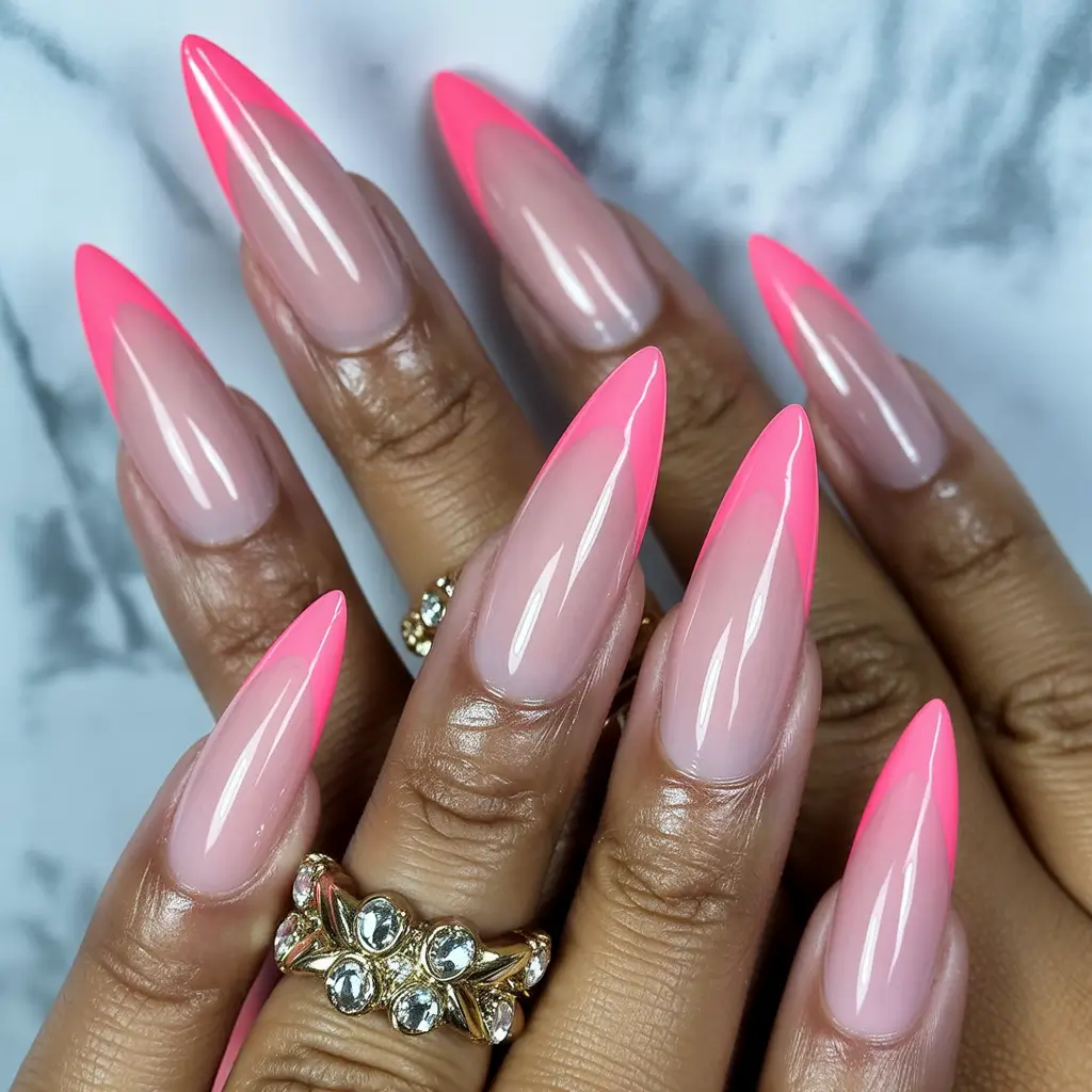 October nails design 2025 Neon Ember Tips