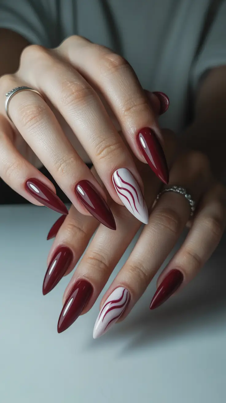 October nails design 2025 Crimson Waves