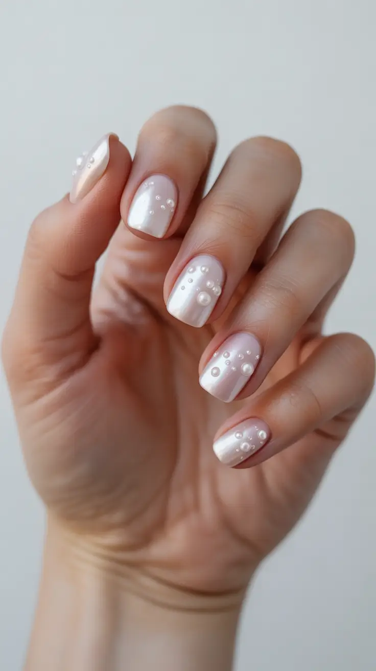 October nails design 2025 Pearl Glow Minimalism