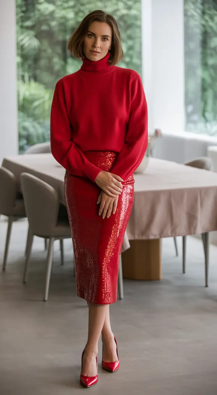 October outfits 2025 Scarlet Sequins with Cozy Knit