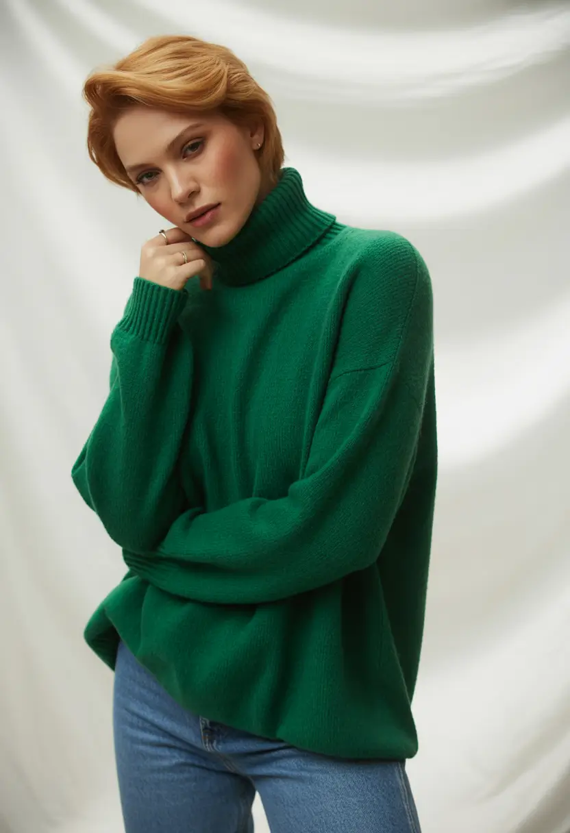 October outfits 2025 Emerald Turtleneck Simplicity