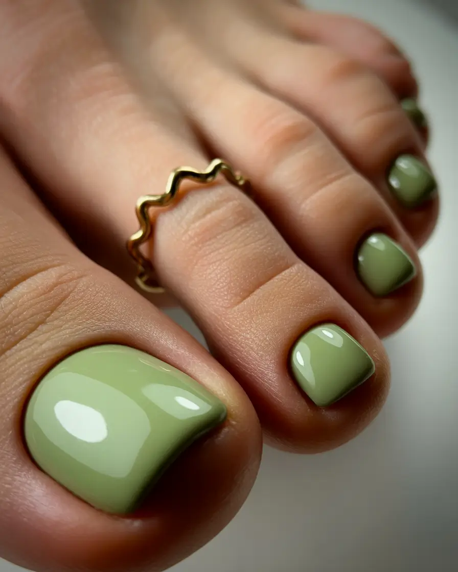 October toe nails ideas 2025 Sage Green Minimalism
