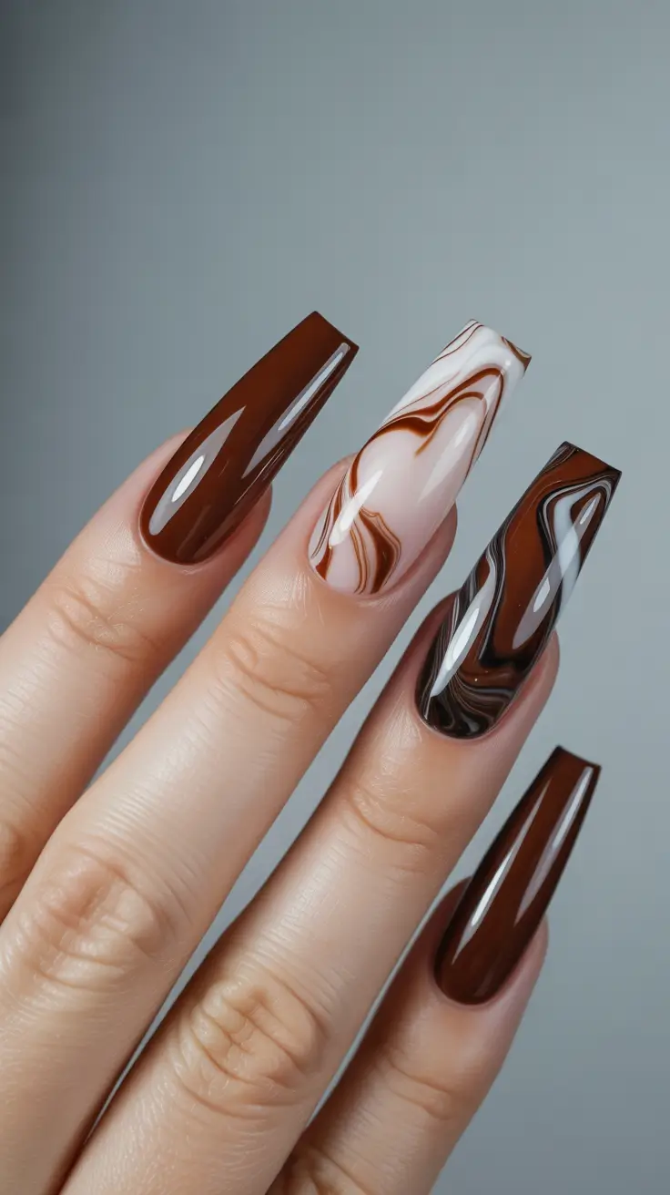 Chocolate Marble Luxe Fall 2025 Nail Color