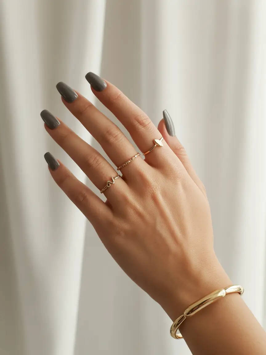 Popular Fall 2025 Nail Colors Charcoal Minimalism