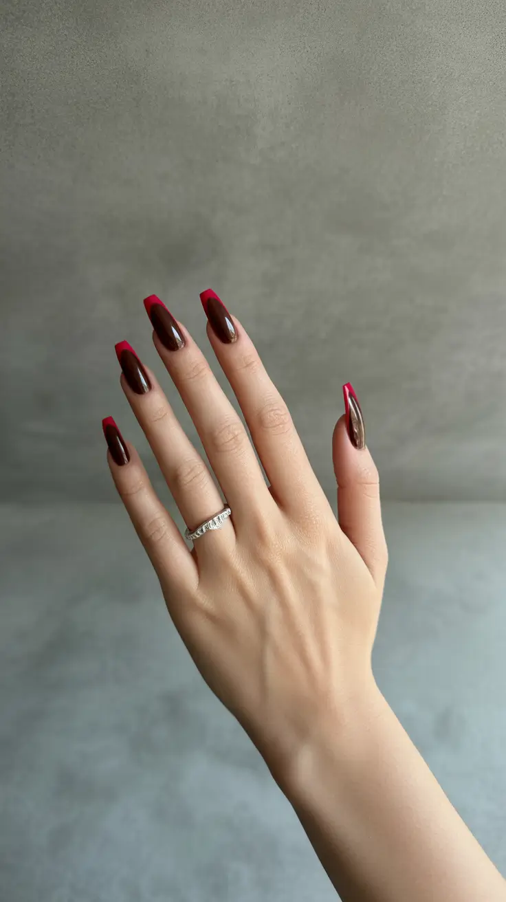 Popular Fall 2025 Nail Colors Cherry-Tipped Drama