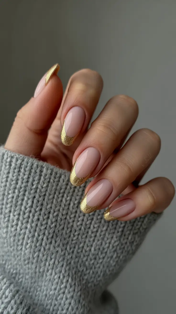 Popular Fall 2025 Nail Colors Golden French Twist