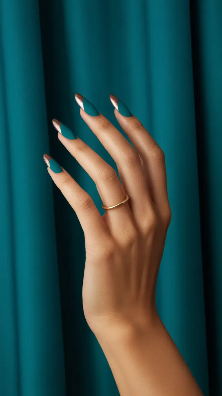 Emerald Velvet Contrast Fall 2025 Nail Design