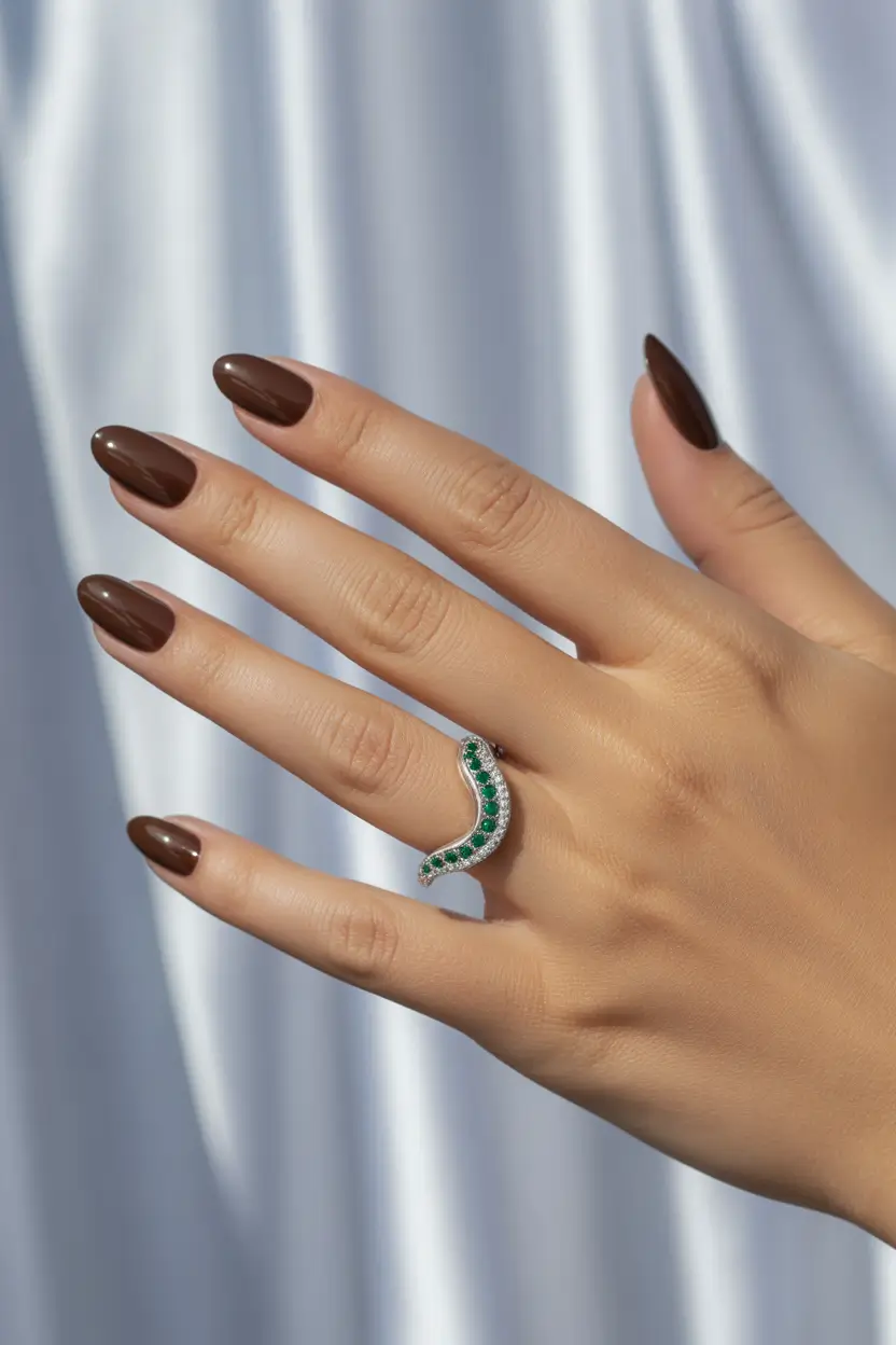 Popular Fall 2025 Nail Colors Glossy Espresso Simplicity