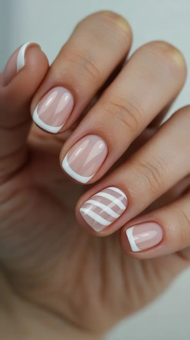 Round-Shaped Fall Nails 2025 Ideas Crisp White French with a Modern Twist