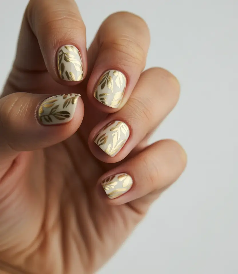 Square Shaped Fall Nails Ideas 2025 Golden Leaf Whispers