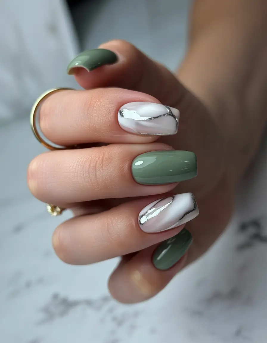 fall-coffin-nail-Olive-Marble-Luxe