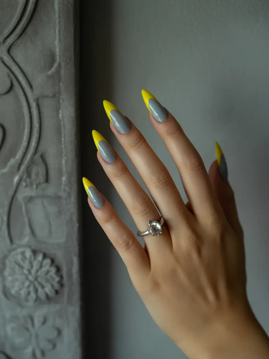 Stylish Fall French Tip Nails 2025 - Neon-Chic French on Long Almond