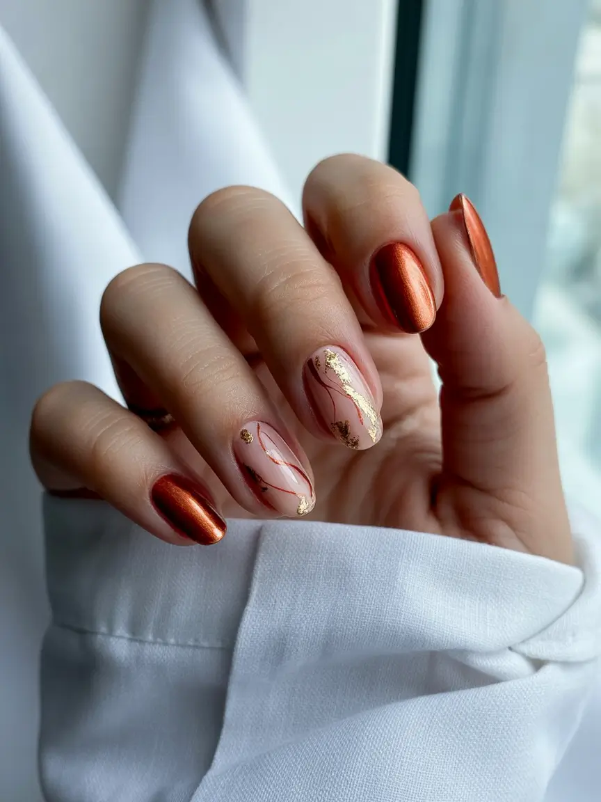 fall-nails-art-ideas-2025-chrome-rust-gold-foil