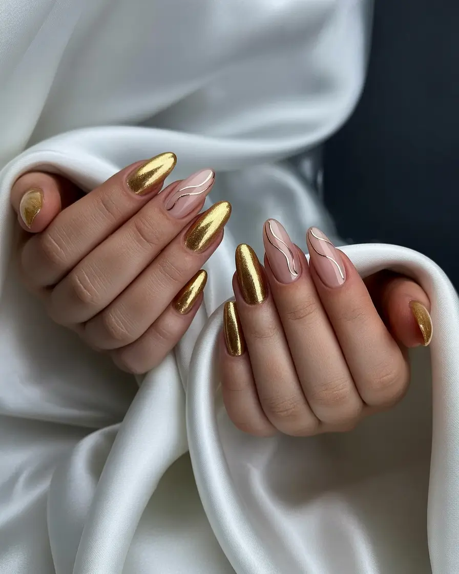 Trendy Fall Nail Inspo 2025 Molten Gold Meets Modern Neutral