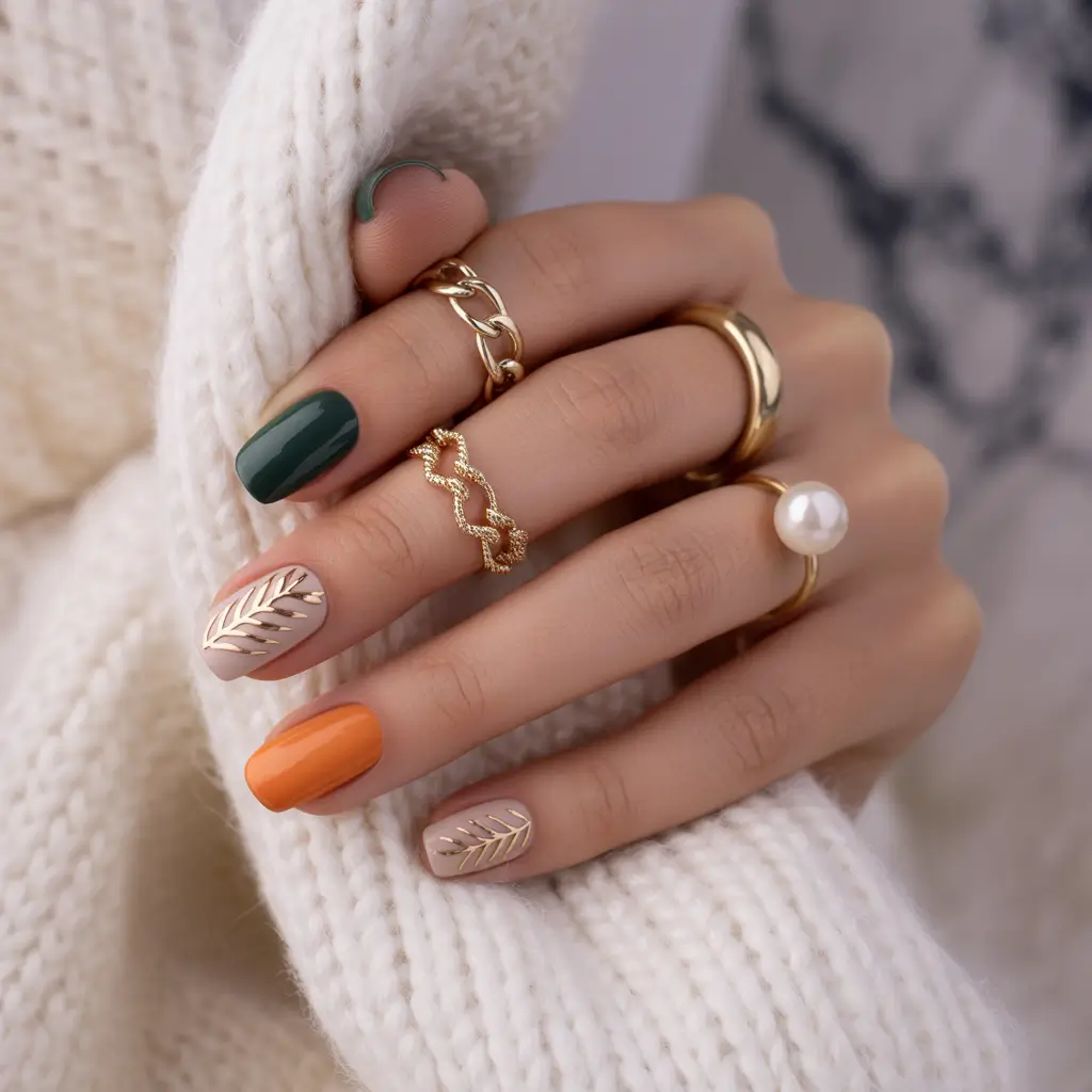 Trendy Fall Nail Inspo 2025 Harvest-Inspired Color Blocking