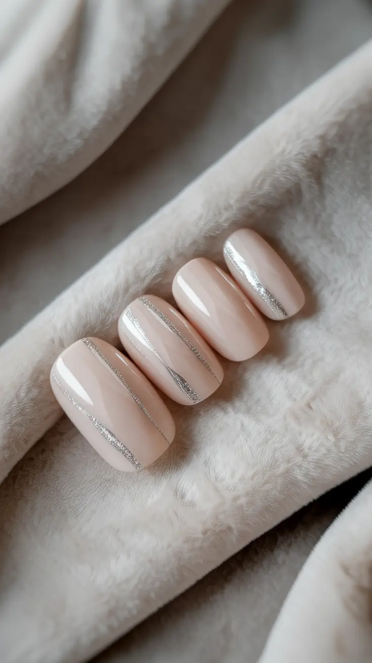 subtle-fall-nails-2025-glossy-nude-with-silver-razor-stripes