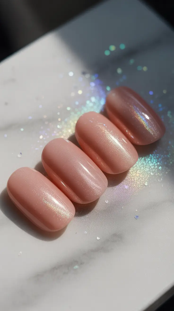 subtle-fall-nails-2025-sheer-peach-with-holographic-flash