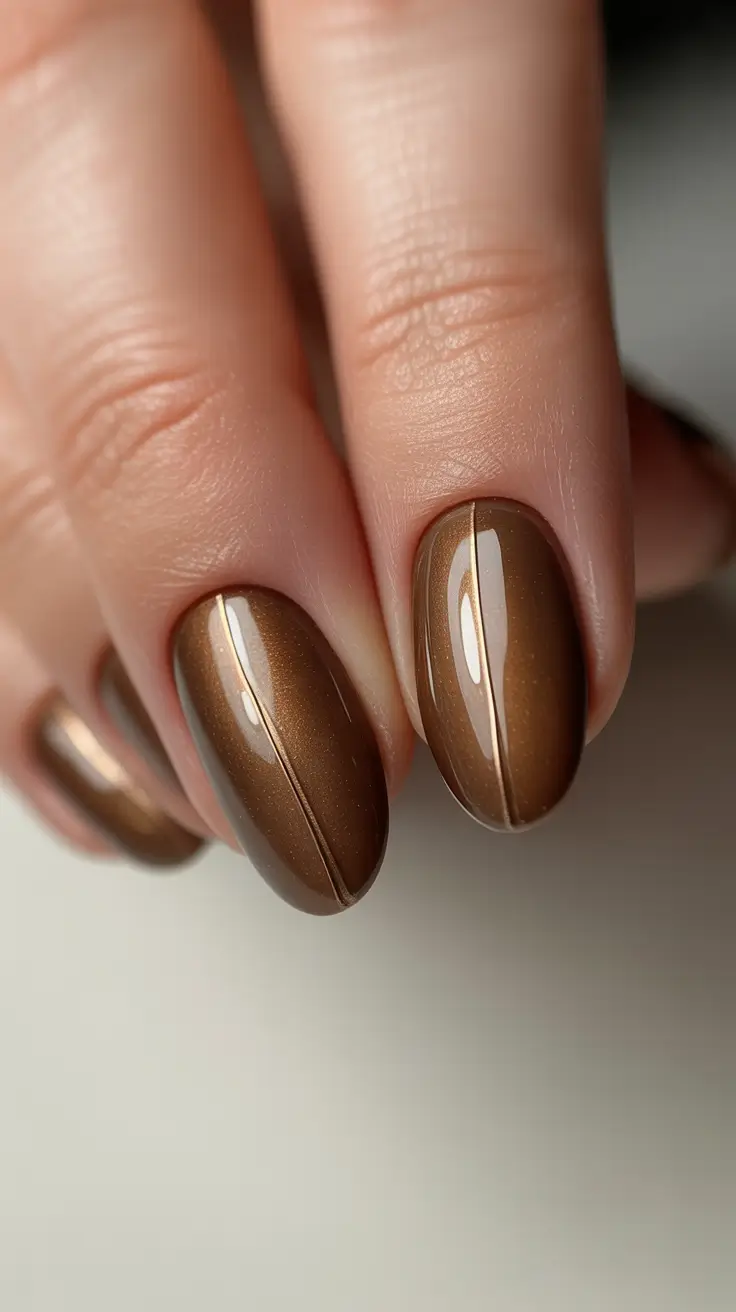 Subtle Fall Nails 2025 Mocha Shine with Micro-Line Detail