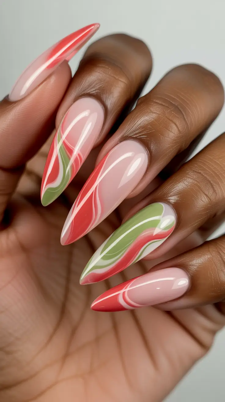 Autumn Marble Manicure - Nails Ideas 2025 Watermelon Agate Vibes